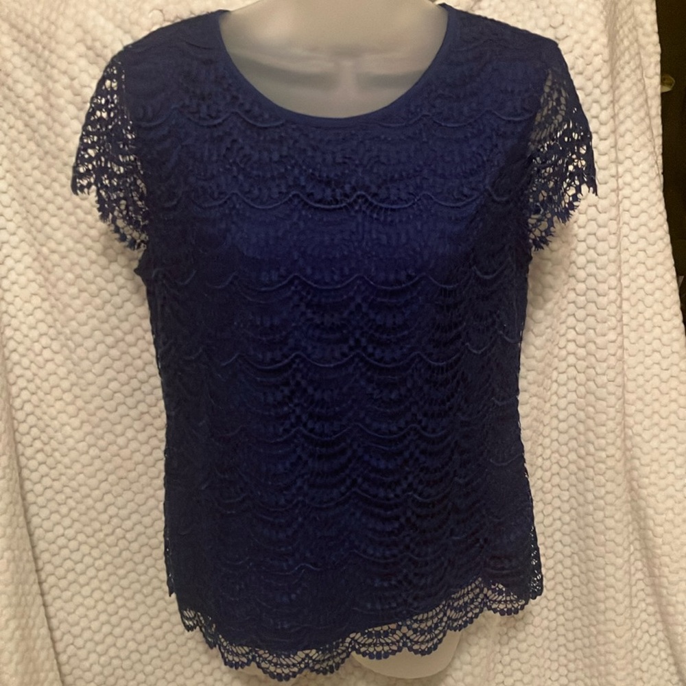 Banana Republic Elegant Cobalt Blue Lace Top size 6